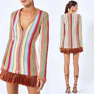 Alexis Arezza Knitted Stripes Descend Down Dress Women's Multi Size: Medium NWT